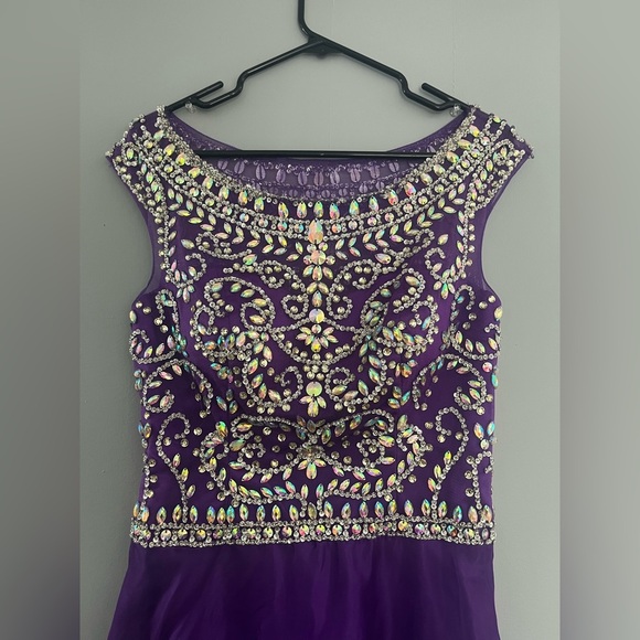 Zachary Alexander Size XL Purple Beaded Prom Dress - Picture 2 of 7